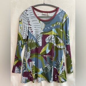 Logo Colorful Patterned Long Sleeve Top